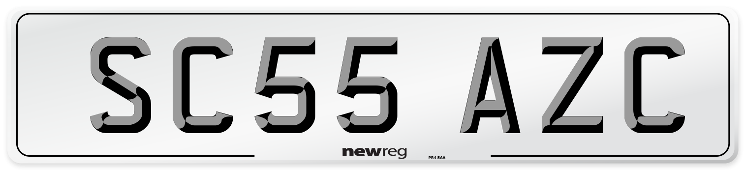 SC55 AZC Number Plate from New Reg